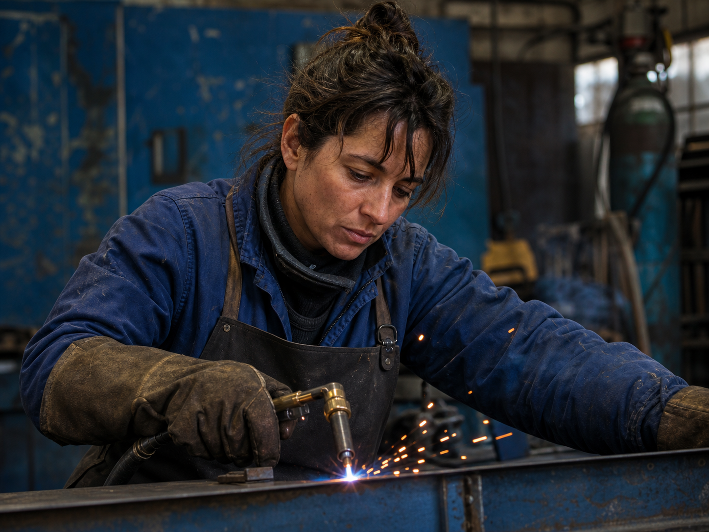 Portrait d’une métallière au travail